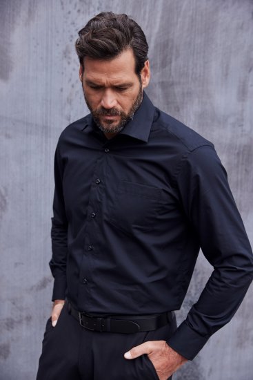 JP1880 Comfort Fit with Chest Pocket Shirt TALL Black - TALL košele - 