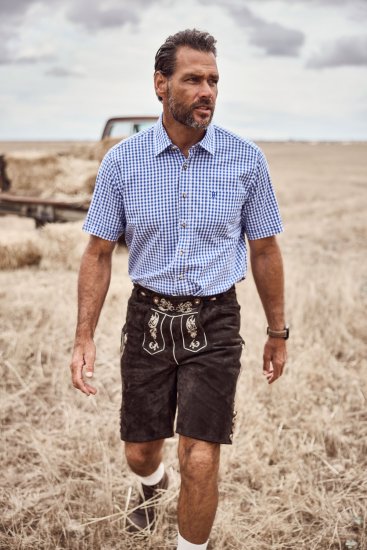 JP1880 Short Sleeve Check Print Traditional Shirt Blue - Košele - Košele 2XL-10XL