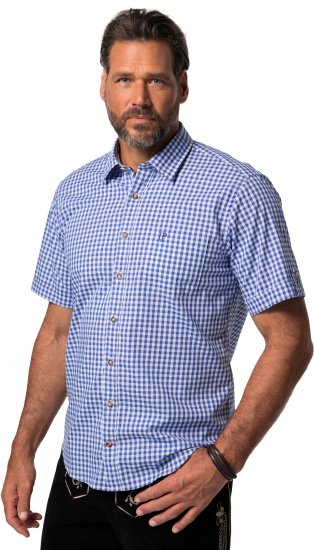 JP1880 Short Sleeve Check Print Traditional Shirt Blue - Košele - Košele 2XL-10XL
