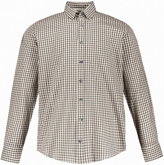 JP1880 Long Sleeve Check Print Traditional Shirt Brown - Košele - Košele 2XL-10XL