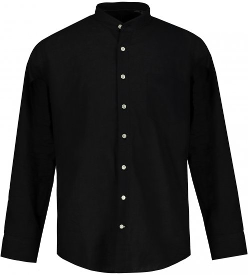 JP1880 Shirt Linen Blend Long Sleeve Black TALL - PÁNSKE OBLEČENIE MT-6XLT - Veľkosti pre VYSOKÝCH
