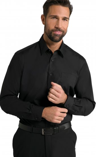 JP1880 Shirt Business Kent Collar Long Sleeve Black TALL - PÁNSKE OBLEČENIE MT-6XLT - Veľkosti pre VYSOKÝCH