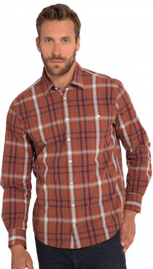 JP1880 Shirt Long Sleeve Checked Dark Orange TALL - PÁNSKE OBLEČENIE MT-6XLT - Veľkosti pre VYSOKÝCH