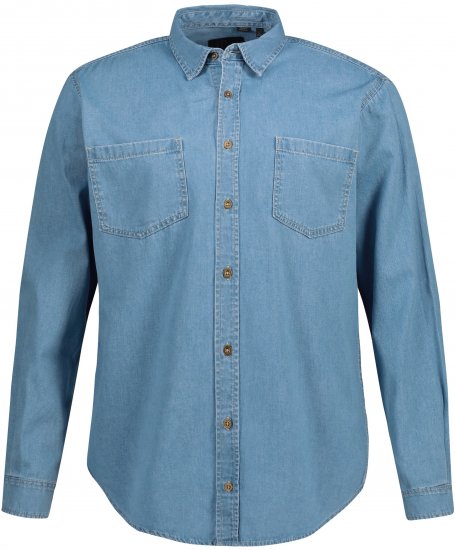 JP1880 Shirt Denim Long Sleeve Light Blue TALL - PÁNSKE OBLEČENIE MT-6XLT - Veľkosti pre VYSOKÝCH