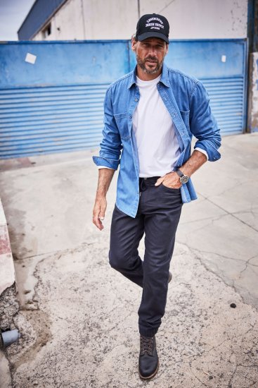 JP1880 Shirt Denim Long Sleeve Blue TALL - PÁNSKE OBLEČENIE MT-6XLT - Veľkosti pre VYSOKÝCH