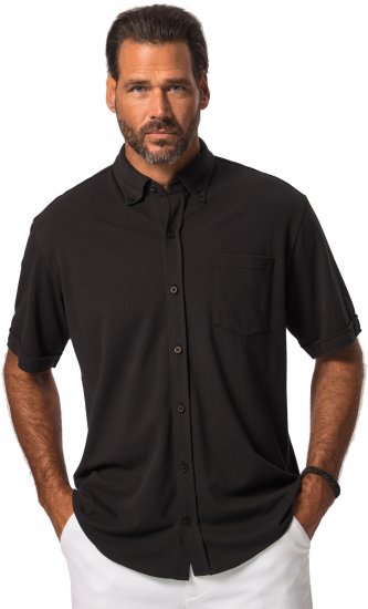 JP1880 Shirt Pique Flexnamic Short Sleeve Black TALL - PÁNSKE OBLEČENIE MT-6XLT - Veľkosti pre VYSOKÝCH