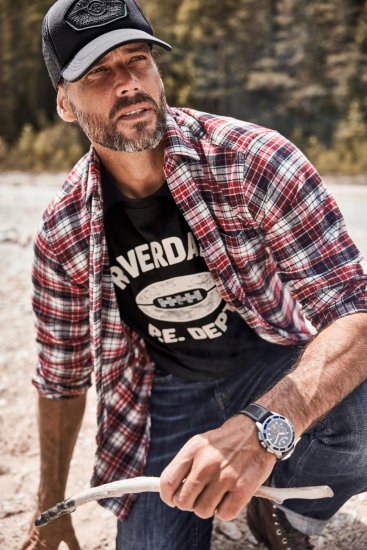 JP1880 Shirt Flannel Checked Long Sleeve Red TALL - PÁNSKE OBLEČENIE MT-6XLT - Veľkosti pre VYSOKÝCH