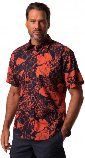 JP1880 Shirt Short Sleeve Linen Blend Red - Košele - Košele 2XL-10XL