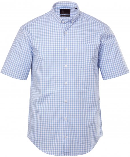 JP1880 Shirt Traditional Short Sleeve Checked Light Blue - Košele - Košele 2XL-10XL
