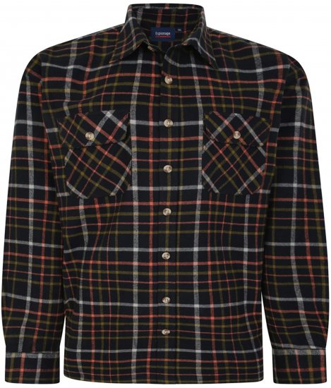 Espionage SH401 Checked Cotton Overshirt Black/Red - Košele - Košele 2XL-10XL