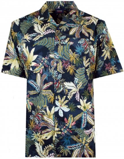 Espionage SH410 Short Sleeve Jungle Print Shirt Navy - Košele s krátkym rukávom - Pánske košele s krátkym rukávom