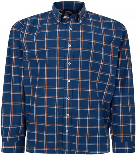 Espionage SH421 Long Sleeve Checked Shirt Blue/Orange - Košele s dlhým rukávom - 