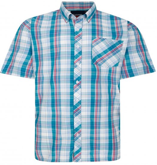Espionage SH443 Checked Short Sleeve Shirt Green/Pink/White - Košele - Košele 2XL-10XL