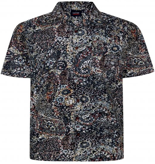 Espionage SH467 Short Sleeve Abstract Print Shirt Dark Green - Košele s krátkym rukávom - Pánske košele s krátkym rukávom