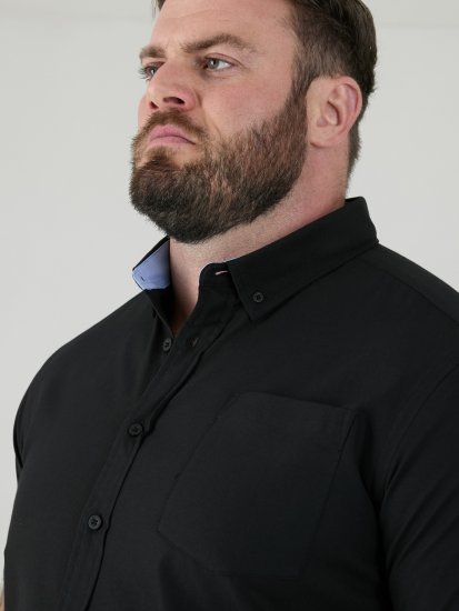 D555 James Oxford Košeľa S Krátkym Rukávom TALL Čierna - TALL košele - 