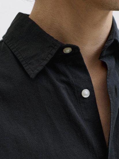 Jack & Jones Breeze Linen Short Sleeve Shirt Black - Košele - Košele 2XL-10XL