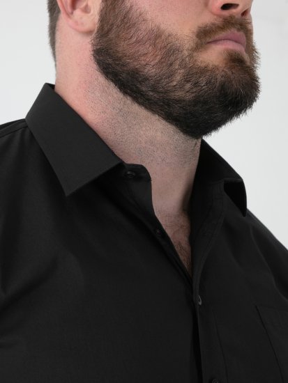 D555 Lucas Odolná Voči Škvrnám Nežehlivá Strečová Košeľa S Krátkym Rukávom Čierna - Košele - Košele 2XL-10XL