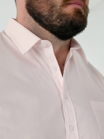 D555 Lucas Odolná Voči Škvrnám Nežehlivá Strečová Košeľa S Krátkym Rukávom Ružová - Košele - Košele 2XL-10XL