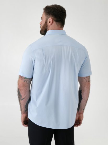 D555 Lucas Odolná Voči Škvrnám Nežehlivá Strečová Košeľa S Krátkym Rukávom Nebeská Modrá - Košele - Košele 2XL-10XL