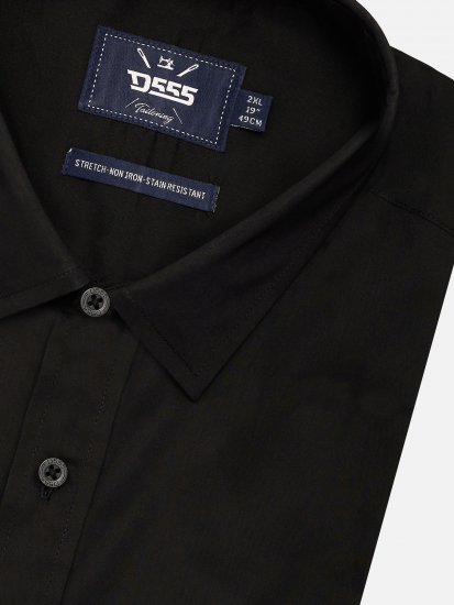 D555 Lucas Odolná Voči Škvrnám Nežehlivá Strečová Košeľa S Krátkym Rukávom Čierna - Košele - Košele 2XL-10XL