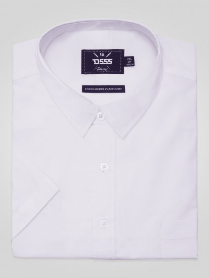 D555 Lucas Odolná Voči Škvrnám Nežehlivá Strečová Košeľa S Krátkym Rukávom Biela - Košele - Košele 2XL-10XL