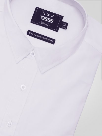 D555 Lucas Odolná Voči Škvrnám Nežehlivá Strečová Košeľa S Krátkym Rukávom Biela - Košele - Košele 2XL-10XL