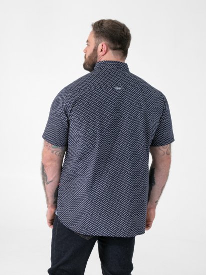 D555 Melrose Navy Icon AOP Button Down Collar Short Sleeve Navy - Košele s krátkym rukávom - Pánske košele s krátkym rukávom