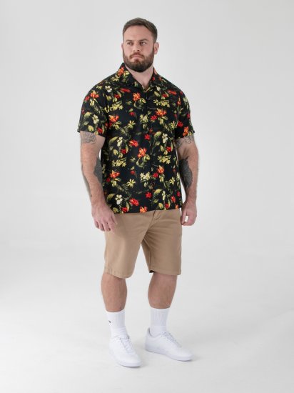 D555 Gordon Hawaiian AOP Cuvan Collar Resort Short Sleeve Black - Košele - Košele 2XL-10XL