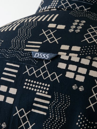 D555 Rick Geometric Print Short Sleeve Shirt Navy - Košele - Košele 2XL-10XL