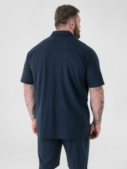 D555 Connor Stretch Cuban Collar Resort Short Sleeve Shirt Navy - Košele - Košele 2XL-10XL