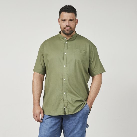 North Latitude 61109 Košeľa s Krátkym Rukávom so Stojačikom Olivová - Košele - Košele 2XL-10XL