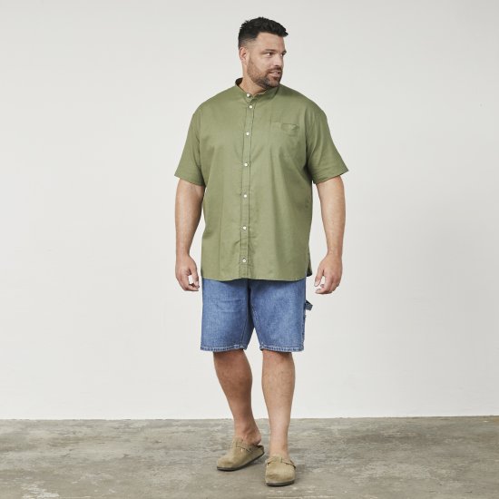 North Latitude 61109 Košeľa s Krátkym Rukávom so Stojačikom Olivová - Košele - Košele 2XL-10XL
