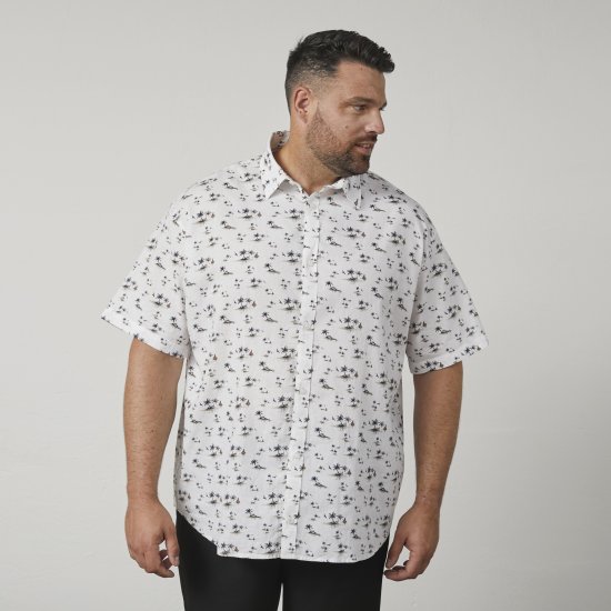 North Latitude 61111 Ľanová Košeľa s Potlačou Krátky Rukáv Biela - Košele - Košele 2XL-10XL