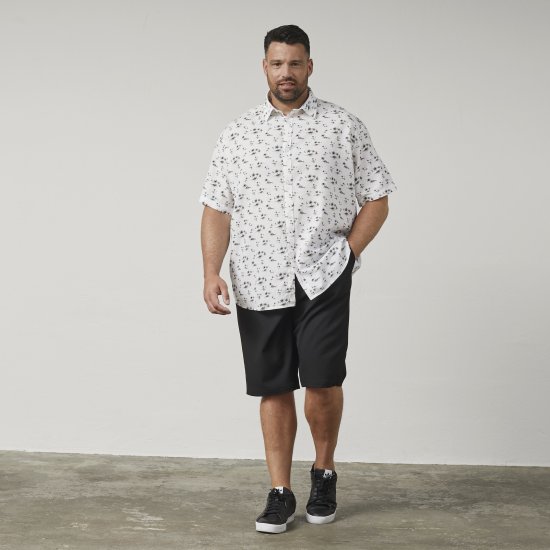 North Latitude 61111 Ľanová Košeľa s Potlačou Krátky Rukáv Biela - Košele - Košele 2XL-10XL