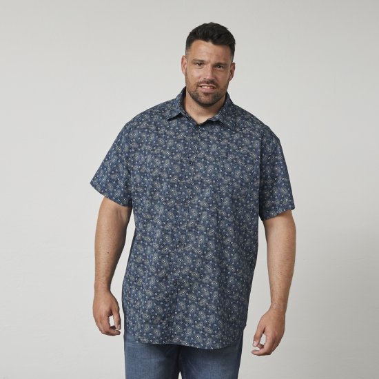 North Latitude 61112 Stretch Košeľa s Celoplošnou Potlačou Tmavomodrá - Košele - Košele 2XL-10XL