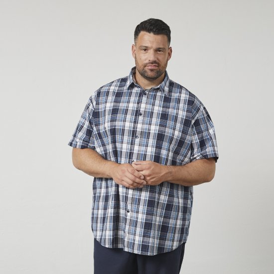 North Latitude 61115 Kockovaná Košeľa Extra Dlhý Strih Tmavomodrá - Košele - Košele 2XL-10XL