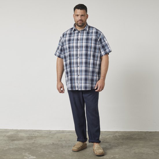 North Latitude 61115 Kockovaná Košeľa Extra Dlhý Strih Tmavomodrá - Košele - Košele 2XL-10XL