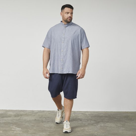 North Latitude 61164 Pruhovaná Košeľa so Stojačikom Sivá - Košele - Košele 2XL-10XL