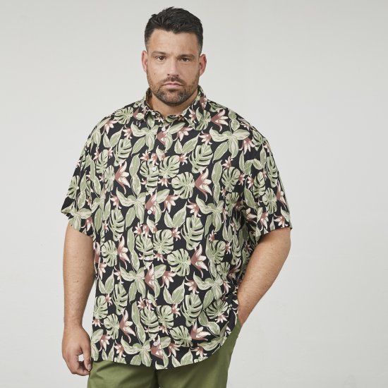 North Latitude 61357 Viskózová Košeľa s Celoplošnou Potlačou Čierna - Košele - Košele 2XL-10XL