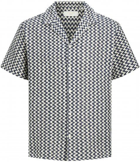 Jack & Jones Montauk Crochet Short Sleeve Shirt Navy - Košele - Košele 2XL-10XL