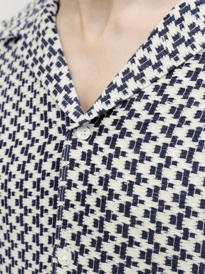 Jack & Jones Montauk Crochet Short Sleeve Shirt Navy - Košele - Košele 2XL-10XL