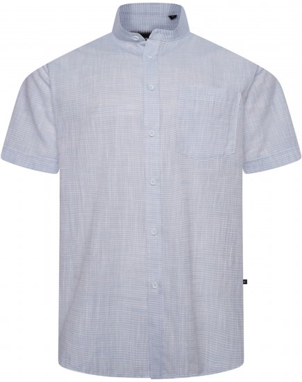 Kam Jeans 6334 Striped Grandad Short Sleeve Shirt Blue - Košele - Košele 2XL-10XL