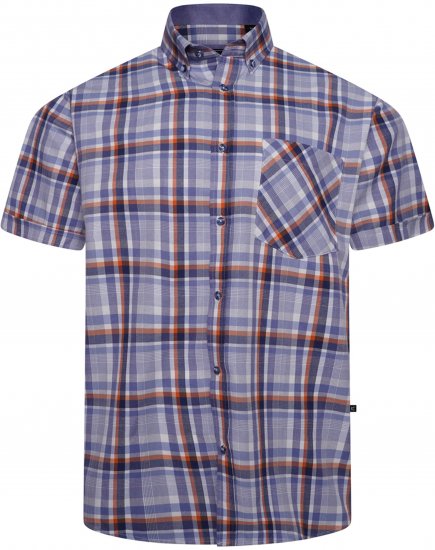 Kam Jeans 6339 Checked Short Sleeve Shirt Blue - Košele - Košele 2XL-10XL