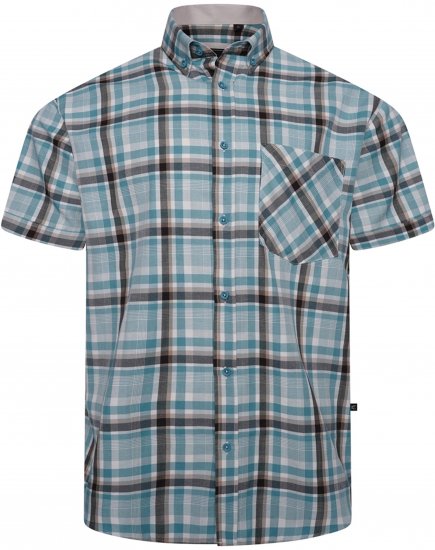 Kam Jeans 6339 Checked Short Sleeve Shirt Mineral Blue - Košele - Košele 2XL-10XL