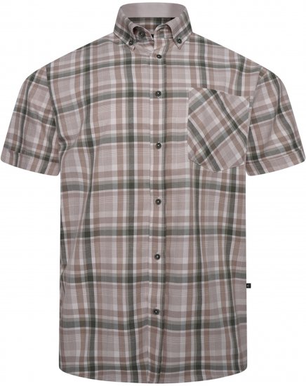 Kam Jeans 6339 Checked Short Sleeve Shirt Beige - Košele - Košele 2XL-10XL