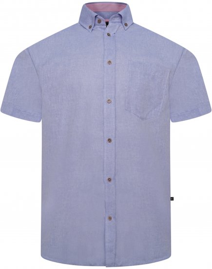 Kam Jeans 6340 Linen Mix Short Sleeve Shirt Blue - Košele - Košele 2XL-10XL