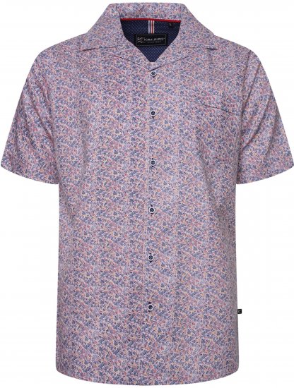 Kam Jeans 6343 Hawaiian Collar Floral Short Sleeve Shirt Navy - Košele - Košele 2XL-10XL