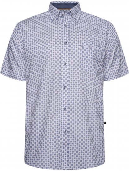 Kam Jeans 6345 Jewel Pattern Short Sleeve Shirt Blue - Košele - Košele 2XL-10XL