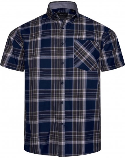 Kam jeans 6350 Casual Checked Short Sleeve Shirt Indigo - Košele - Košele 2XL-10XL
