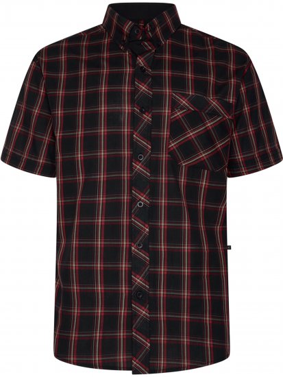 Kam Jeans 6365 Checked Short Sleeve Shirt Burgundy - Košele - Košele 2XL-10XL